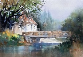 Avec l&#039;artiste Thomas W. Schaller et deux de ses merveilleuses aquarelles